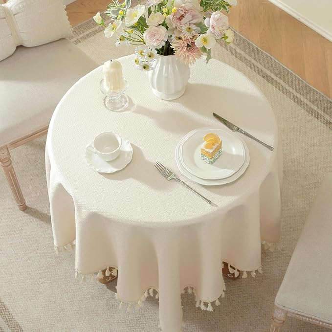 Table Cloth Square Table with Waterproof, Spring Tablecloth with Tassel,Tablecloths for Protect Table Dining, Party and Camping