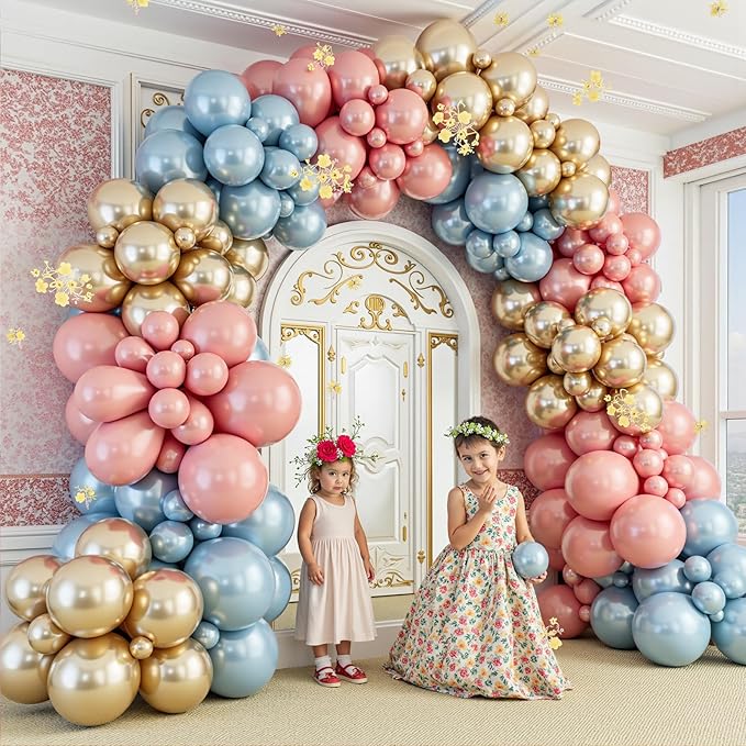 Gender Reveal Balloon Garland Arch Kit,412pcs Pink and Blue balloons 18 12 10 5 Inch for Gender Reveal Decorations Birthday Baby Shower Wedding Bridal