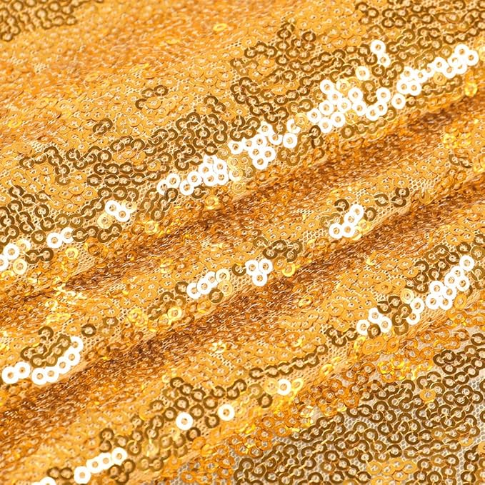 Pack of 100 Chair Sashes Sequin Stretchy Spandex Bands Decorative Bows One-Sided Sequins Decor for Romantic Wedding Party Home Chair Cover Sash Decorations, Gold