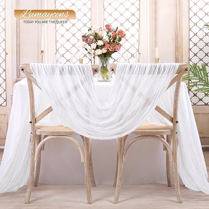 20 Pack White Cheesecloth Table Runner 120 Inch 10FT Rustic Boho Gauze Cheese Cloth Table Runner for Wedding Party Baby Shower Thanksgiving Christmas Decoration