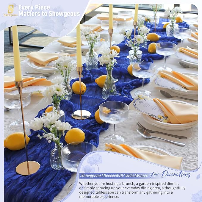 18 Pack Royal Blue Cheesecloth Table Runner 17 x 108 inch Boho Gauze Table Runner Rustic Sheer Cheese Cloth Table Decorations for Wedding Party Baby Bridal Shower Birthday Holiday Home
