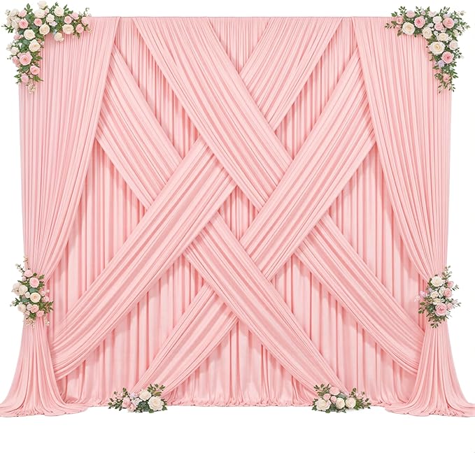 10ft x 7ft Blush Pink Backdrop Curtain for Parties Pink Wrinkle Free Backdrop Drapes Panels for Baby Shower Wedding Birthday Photo Gender Reveal Photography Polyester Fabric Background Decoration