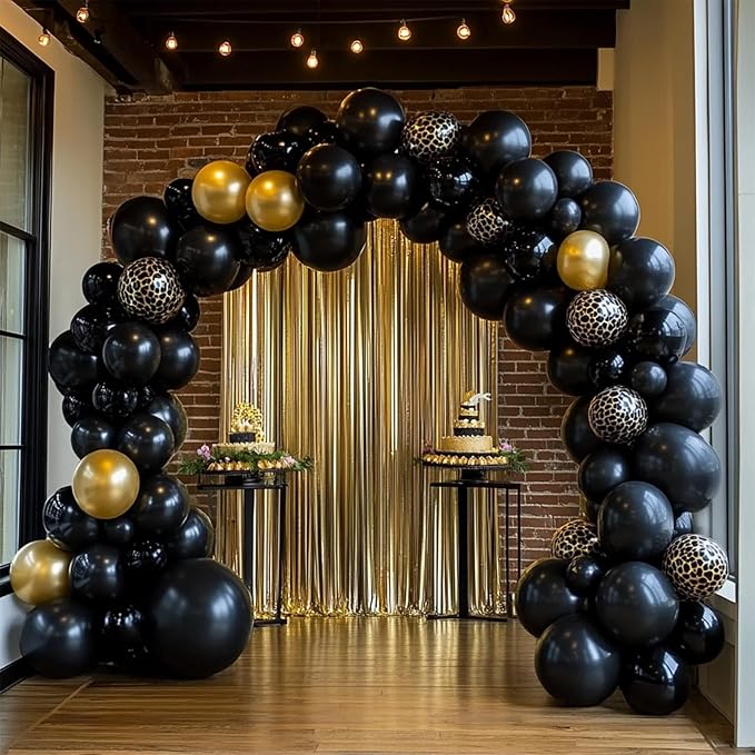 Black Balloons, 98PCS Double Stuffed Balloon Garland Arch Kit, 18/12/10/5 Inch Different Sizes for Birthday Anniversary Holiday New Year Halloween Ridder Party Decorations
