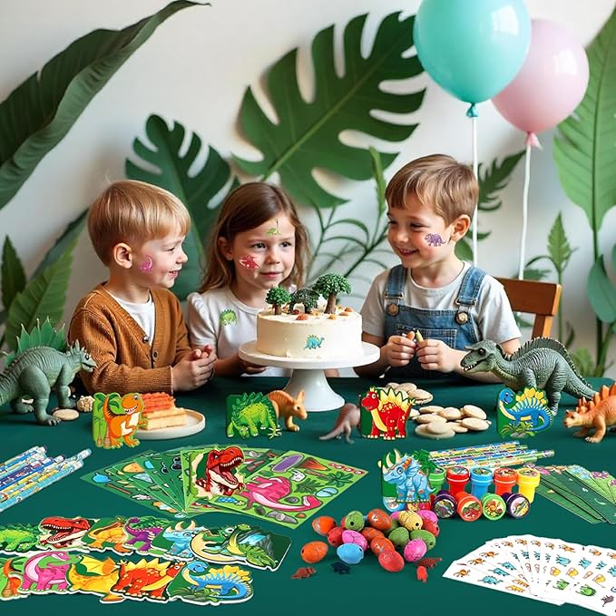 BenLouis 96Pcs Dinosaur Party Favors Dino Theme School Stationery Set Bulk for Kids Jurassic Birthday Party Goodie Bag Stuffers Classroom Gifts Rewards Pinata Filler