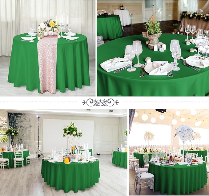 YMHPRIDE 6 Pack Round Tablecloth Green Table Cloth 120 Inch Polyester Round Table Cloth,Green TableCloths Round Washable Fabric Table Covers for Wedding,Party,Dining,Banquet
