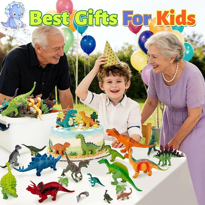 28 PCS Dinosaur Toys for Kids 3-5 with Storage Case,Realistic Dinosaurs Toy Set,Dinosaur Figures for Kid,Birthday Gift for Boys and Girls,Dinosaur Party Favors