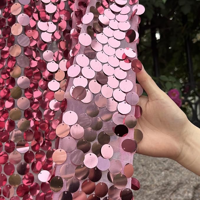 Hot Pink Sequin Backdrop,4 * 10ft Pack of 2 Glitter Photobooth Props for Party Wedding Birthday Wall Decor