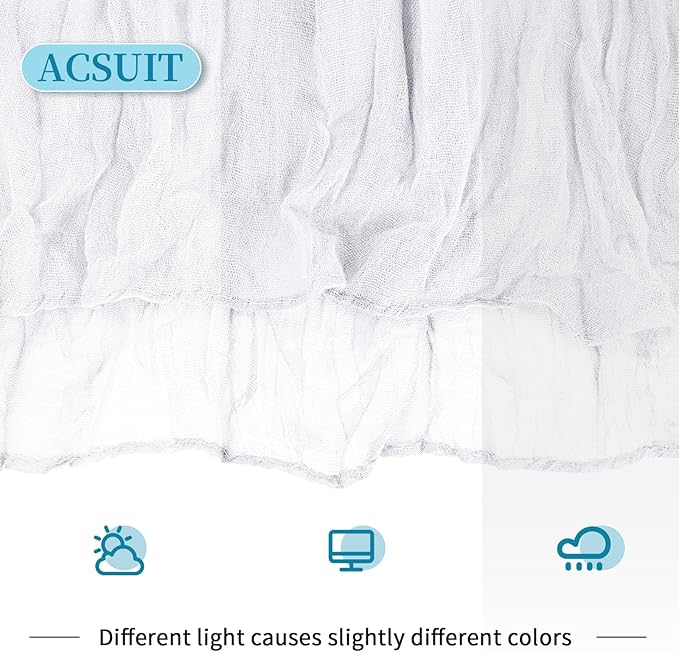 6 Pack White Cheesecloth Table Runner 20 x 120 inch Gauze Table Runners 10 FT Long,Semi Sheer Boho Cheese Cloth Fabric Table Runner Bulk for Wedding,Party,Baby Shower,Bridal Shower Decoration