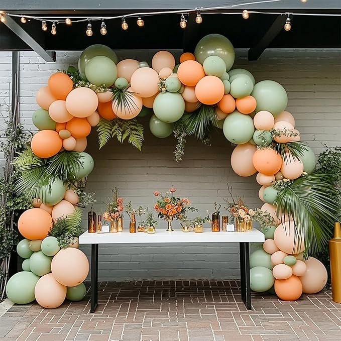 108Pcs Dusty Green Double Stuffed Balloons Different Size, 18/12/10/5 inch Light Olive Mist Green Balloons Garland Arch kit for Baby Shower Neutral Birthday Bridal Party Decoration