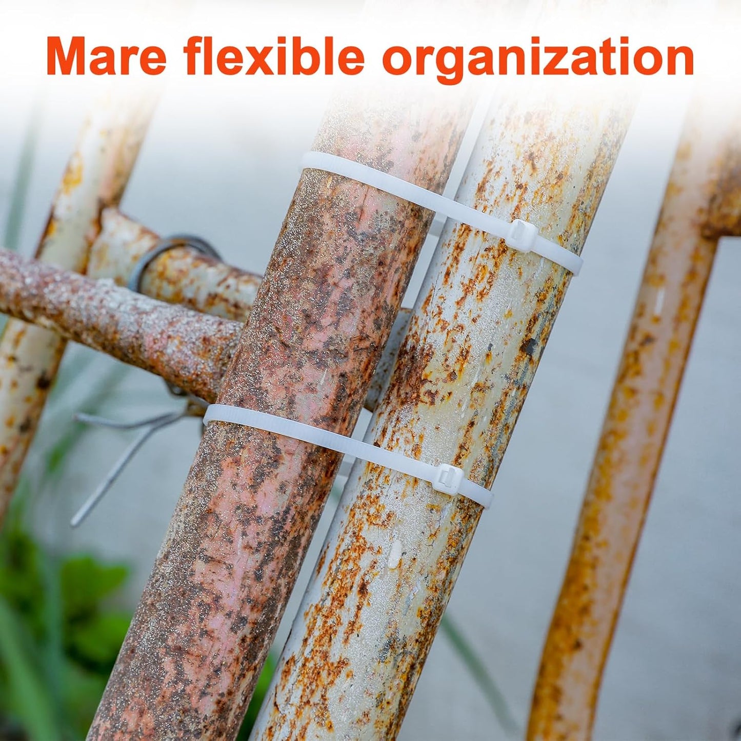 26 Inch White Long Zip Ties,60 LBS Tensile Strength Heavy Duty Large Cable Wire Ties With Self-Locking Adjustable More Durable Nylon Tie Wraps for Indoor Outdoor(100 Pack)