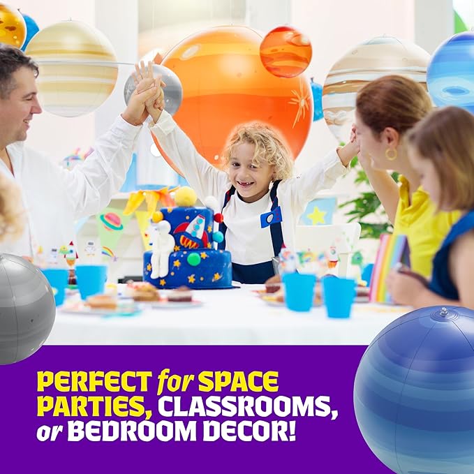 Dan&Darci Inflatable Solar System Planets for Kids - Science Toys - Boys Room Decor Ceiling - Space Birthday Gifts - Outer Space Themed Party Decorations - Astronomy Gifts 5-7 6-8 8-12 Years Classroom
