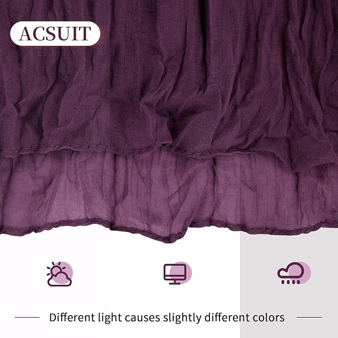 16 Pack Dark Purple Cheesecloth Table Runner 20 x 120 inch Gauze Table Runners 10 FT Long,Semi Sheer Boho Cheese Cloth Fabric Table Runner Bulk for Party,Wedding,Baby Shower,Bridal Shower Decoration
