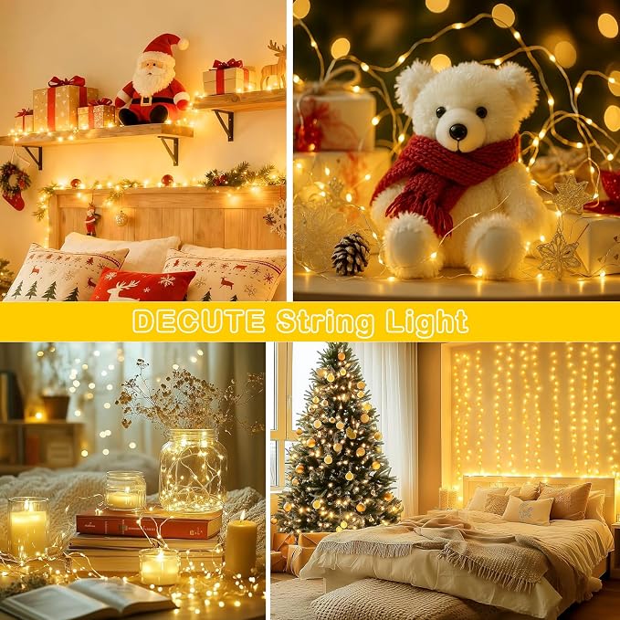 500LED Fairy Lights Twinkle String Light Plug in, 164ft Bendable Silver Copper Wire Firefly Lights, 12Modes with Timer Remote, Warm White Decor for Indoor Outdoor Room Wedding Party Christmas