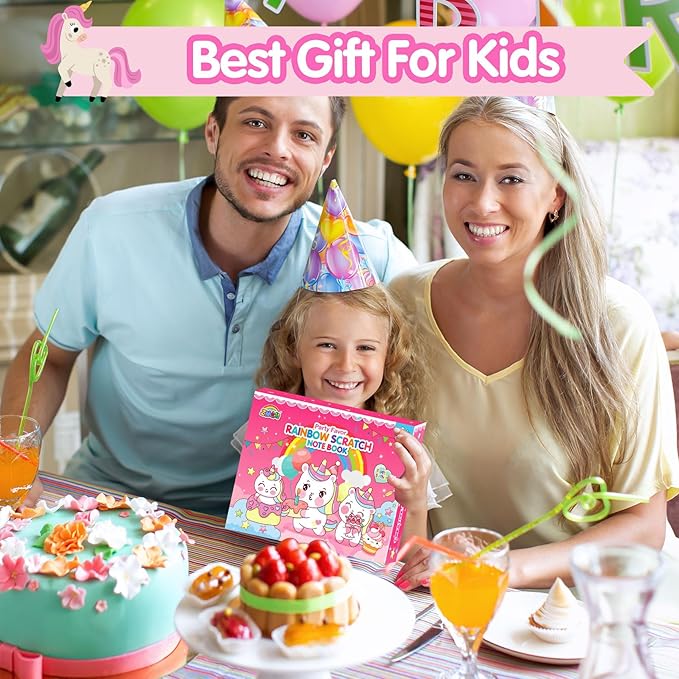 ZMLM Easter Basket Stuffers: 24 Pack Birthday Party Favors for Kids 4-8, Rainbow Scratch Art Notebook Paper, Goodie Bags Stuffers for Kids, Bulk Classroom Gifts Student Prizes Teacher Kindergarten