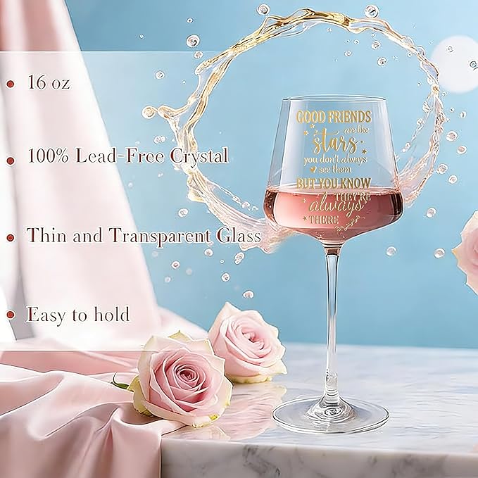 Best Friend Birthday Gifts for Women - Friendship Gifts for Women Friends wine glasses Set Present,Funny Best friend Friendship Birthday Gifts for Women Bestie BFF Coworker Classmate, Lavender Candle
