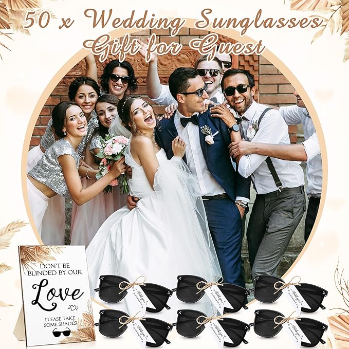 Kanayu Wedding Sunglasses for Guests Wedding Gifts Sign Married Decorations Sunglasses Black Glasses Bridal Party Favors