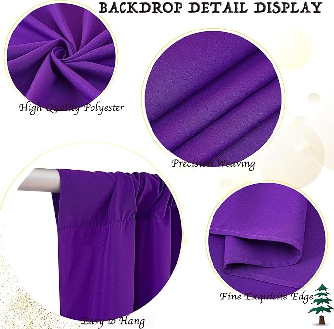 Backdrop Curtains Purple Polyester Background: 10ftx8ft Backdrop Fabric Wall Backdrop Wedding Decorations Drape Fiestas Graduation Halloween