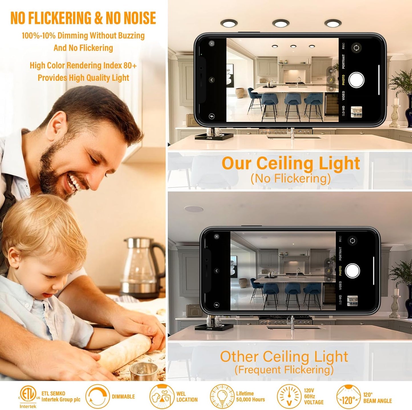 10 Packs 4 Inch Black LED Low Profile Recessed & Surface Mount Disk Light, Round, 10W, 600 Lumens, 3000K Warm White, CRI80, DOB Design, Dimmable, ETL Listed