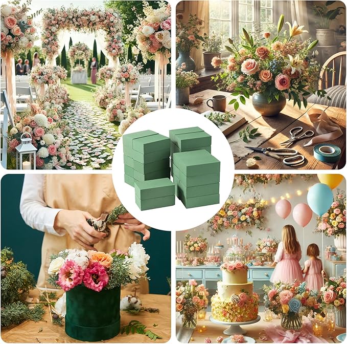 30 Pack Floral Foam Blocks for Fresh and Artificial Flowers – Green Wet Foam for Flower Arrangements, Florist Foam for Centerpieces, Bouquets, Crafts, DIY Cutting