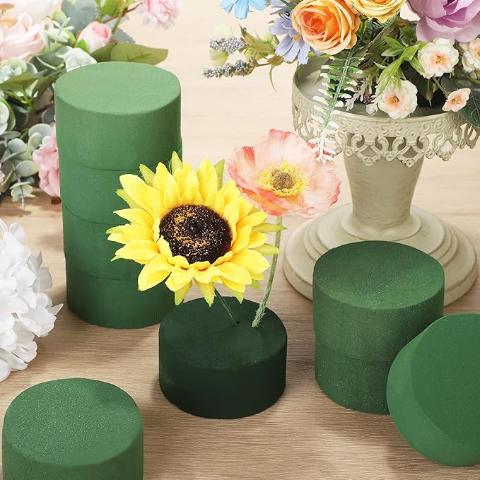 Hahood 24 Pieces Round Floral Foam Blocks 3.15 Inch DIY Flower Arrangement Kit Wet Green Floral Foam Block for Wedding Florist Supplies Wet Dry Flower Party Decorations