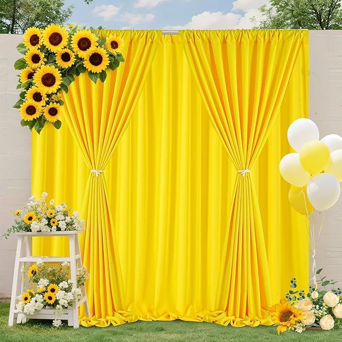 Backdrop Curtains Yellow Background: Birthday Polyester Fabric 10ftx8ft Fall Backdrops Stage Wedding Decorations Wall Draping