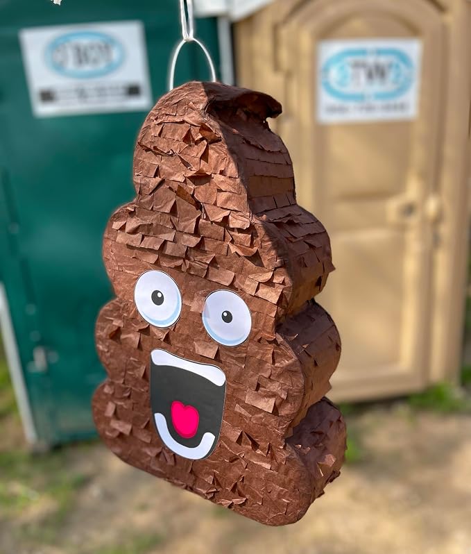 Jergrim Funny Poop Piñata 4-Piece Set perfect for Birthday Parties, Decorations, Emoticon Parties, Fun shape, Great Party Addition for kids, teens, and adults 17”X10” Durable!