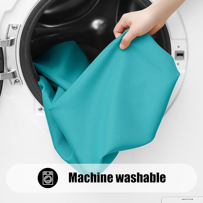 Smiry 4 Pack Rectangle Picnic Table Cloth, Waterproof Elastic Fitted Tablecloths, Washable Polyester Rectangular Patio Table Cover for Camping, Indoor and Outdoor (Turquoise, 30"x72")
