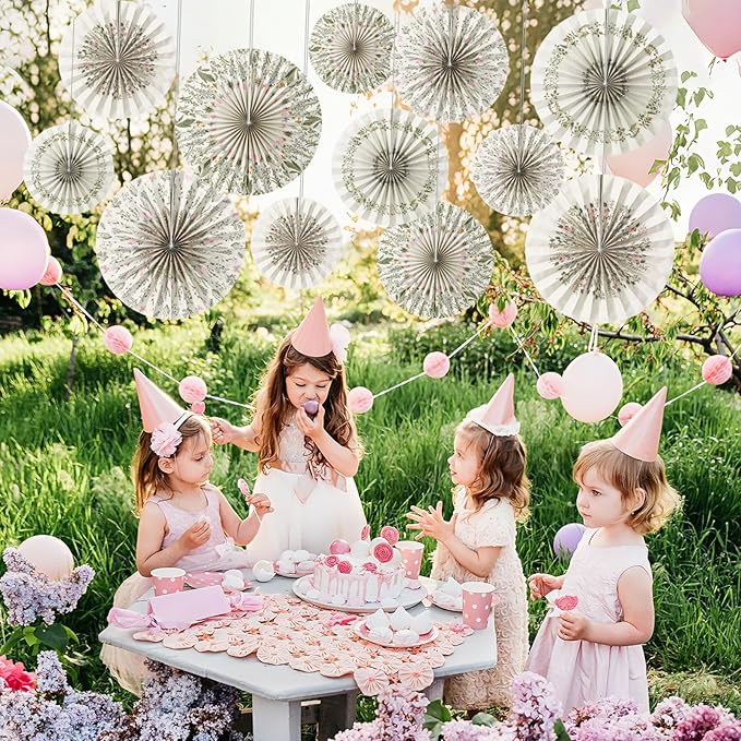 Feifeiya 12 Pcs Antique Herbs and Wild Floral Hanging Paper Fans 8'' 12'' 16'' Botanical Herbs Vintage Wildflower Paper Fans Hanging Ornaments Set for Wedding Birthday Spring Summer Party Decoration
