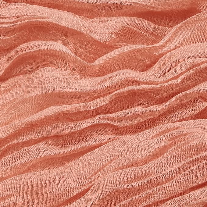 16 Pack Peach Cheesecloth Table Runner 10ft Boho Gauze Fabric 120 Inch Cheese Cloth Table Runner Rustic Sheer for Holiday Baby Shower Party Décor Home Wedding Decoration