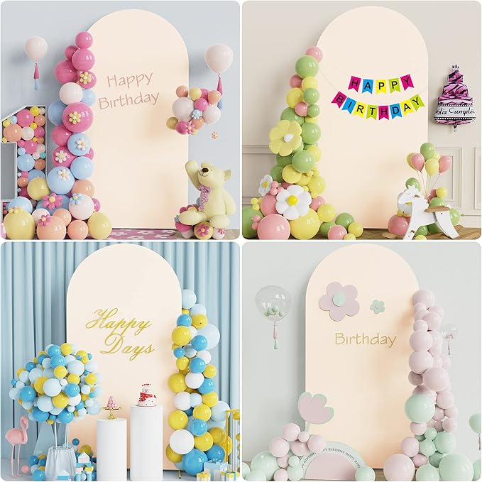 Wokceer 6.6FT Wedding Arch Cover Spandex Fitted Wedding Arch Stand Covers Round Top Chiara Arch Backdrop Cover for Birthday Party Ceremony Banquet Decoration Beige