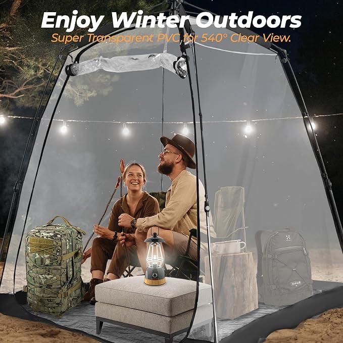 Screen House Pop Up Canopy, Portable Tent for Camping Outdoor Gazebo Weatherproof Prefab Tiny Homes, Black (6x6FT)