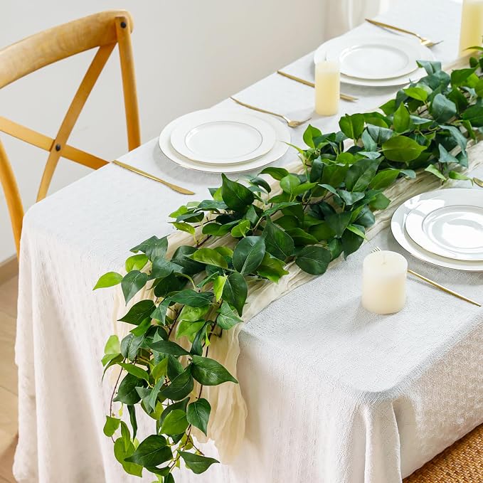 ucky 8Pack Total 48FT Green Fake Vines Ivy Leaves Vines for Bedroom Greenery Garland Fake Leaves Leaf Wall Decor Faux Hanging Vines Plants Outdoor Garland