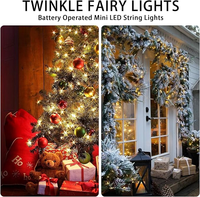 50 Pack Warm White Fairy Lights Battery Operated, 7ft 20 LED Mini String Twinkle Lights for Christmas Halloween Mason Jars Centerpiece Table Decorations (50, Warm White)