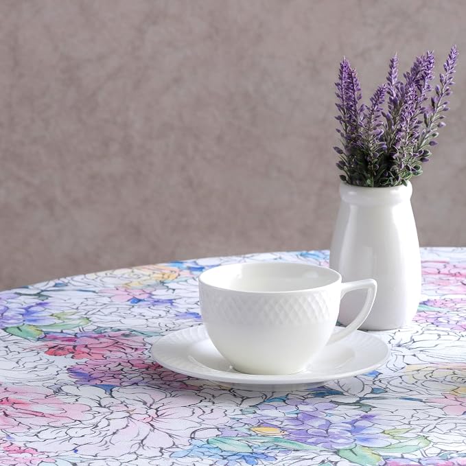 Maison d' Hermine Table Cloth Round Table 100% Cotton 63 Round Inches Tablecloth Reusable Decorative for Dining Kitchen Room Farmhouse Party Home Hotel Restaurant Spring Summer - Floral Love
