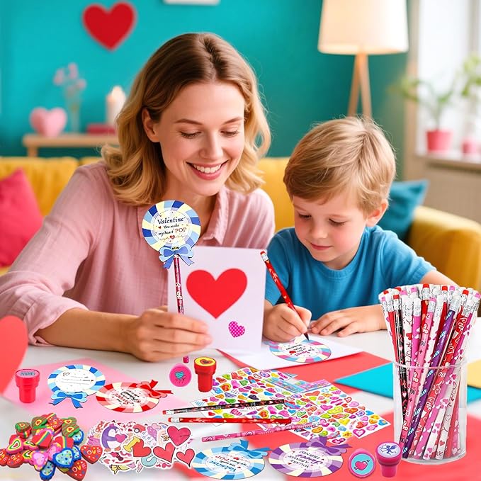 268 PCS Valentines Day Gifts for Kids Classroom Valentines Day Goodie Bag Stuffers Valentines Party Favors Bulk valentines gifts for Kids Valentines Day Gifts for School