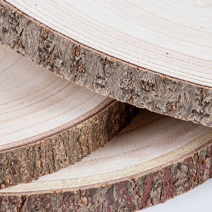 Maputune 8 Pcs 9-10 in Large Unfinished Wood Slices for Centerpieces, Natural Rustic Wooden Plate for DIY Craft, Round Wood Chips for Signage Painting Wedding Party Christmas Decor