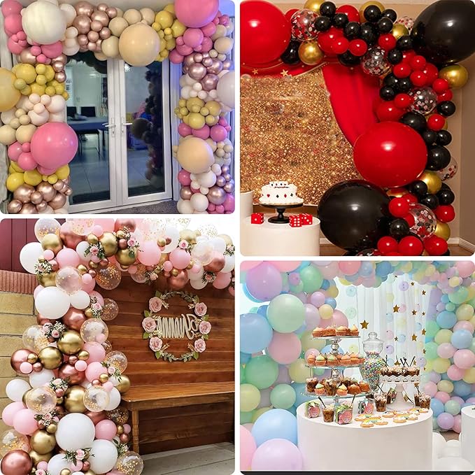 Isndare 100Pcs White Balloons, White Balloon Garland Arch Kit 18/12/10/5 Inch Pastel White Latex Balloon Different Sizes Pack for Birthday Wedding Baby Shower Graduation White Theme Party Decoration