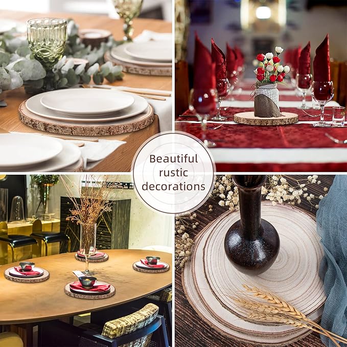Maputune 8 Pcs 7-8 in Large Unfinished Wood Slices for Centerpieces, Natural Rustic Wooden Plate for DIY Craft, Round Wood Chips for Signage Painting Wedding Party Christmas Decor