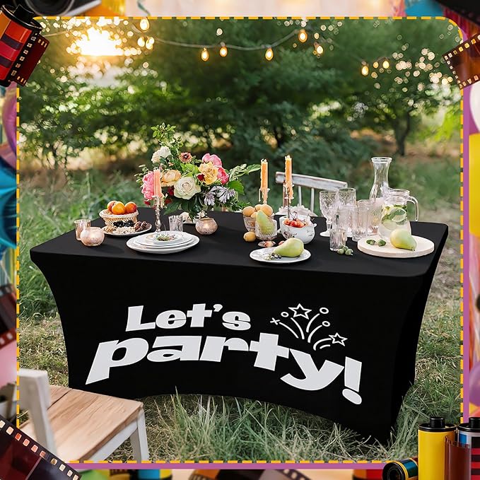 Gilprop Photo Booth Table Cloth Photo Booth Props Accessories Rectangle Tight Table Background for Indoor Outdoor Party Photography Decoration Graduation Wedding Birthday Bachelorette(Party,4ft)