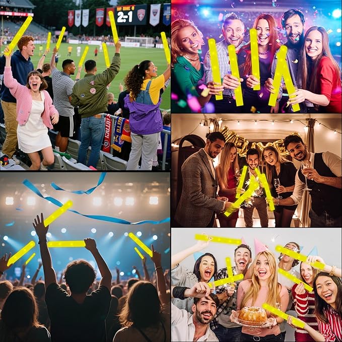 Foam Glow Sticks Bulk, 40 Pack Yellow Light Up Foam Sticks 3 Modes, Glow Party Supplies for Easter,Raves, Carnival, Concert, 4th of July, Halloween, Christmas, New Year