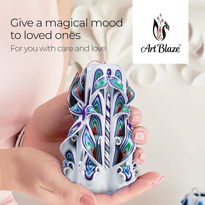 Carved Candles - Handmade Decorative Large Candle – Tall Long Burning Cute Spiral Candle for Women – for Home Decor, Cozy Cottage Core Gift - Christmas Gift for Mom - Polar Star