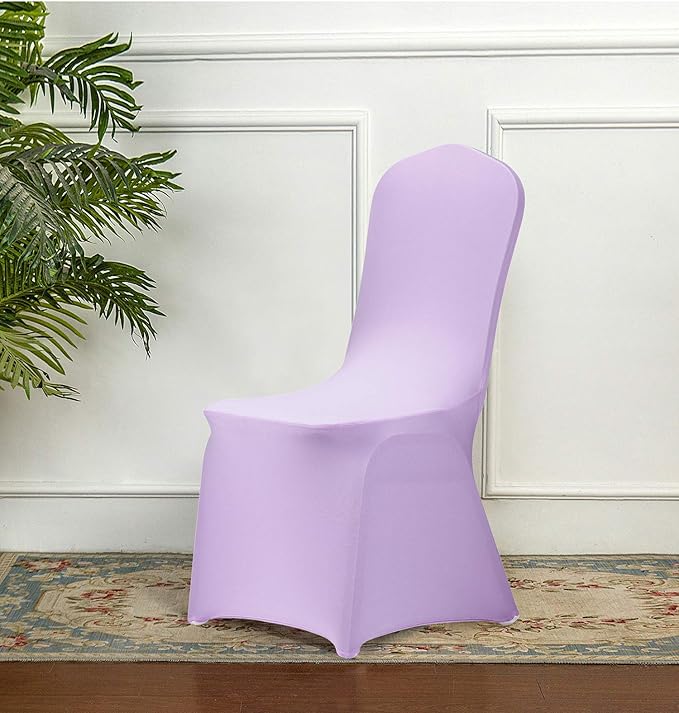 Peomeise Stretch Spandex Chair Cover for Wedding Party Dining Banquet Event (Lavender, 12)