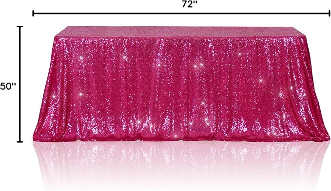 Poise3EHome Hot Pink Sequin Tablecloth 50×72 Inch Rectangle Sparkly Fabric Table Cover Overlay for Baby Shower Birthday Party Wedding Christmas Holiday Decoration