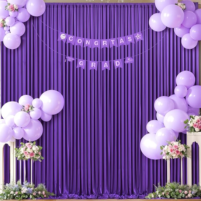 10ft x 10ft Purple Backdrop Curtain for Parties Purple Wrinkle Free Backdrop Drapes Panels for Wedding Mermaid Birthday Party Baby Shower Photo Photography Polyester Fabric Background Decoration