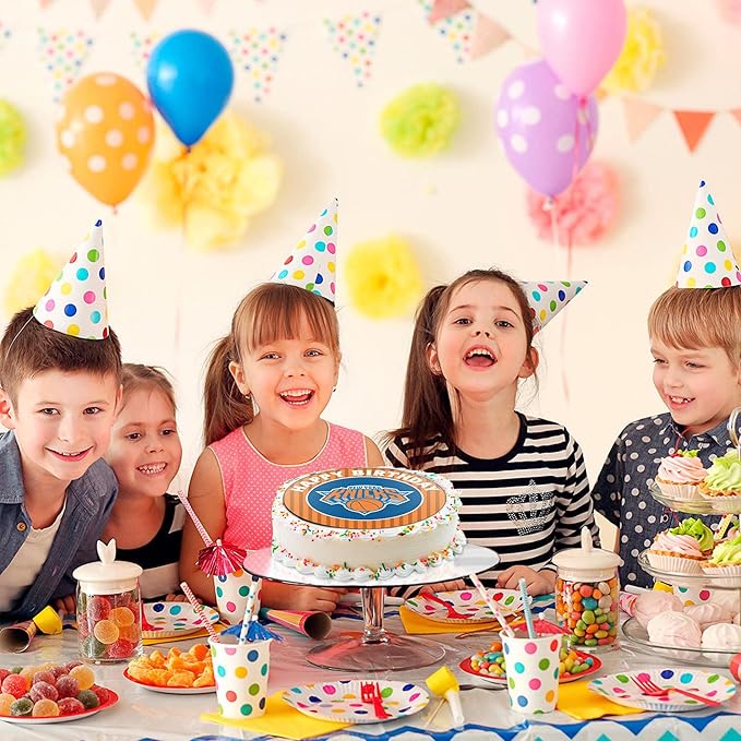 7.5 NY knicks Cake Topper – Round Edible Birthday Cake Decorations, Happy Birthday Cake