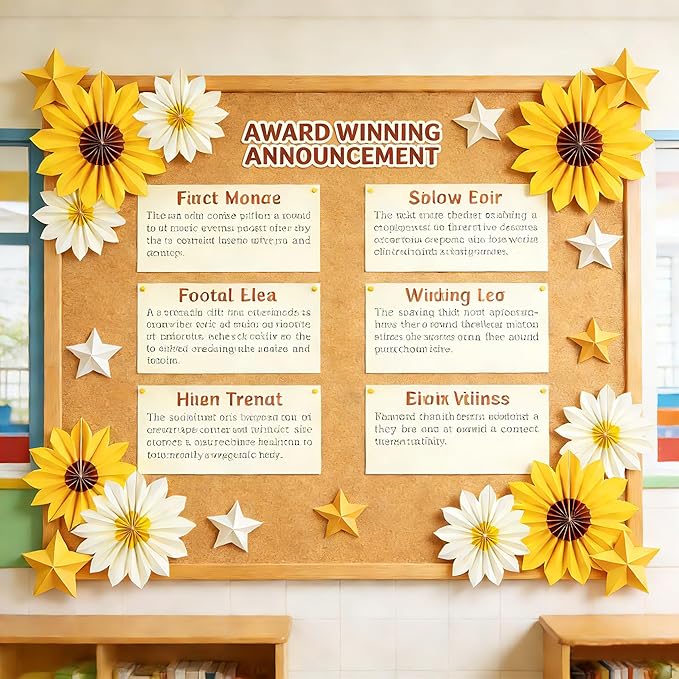 PAPER JAZZ Sunflower Party Decorations Sunflower Bithday Paper Fans Bulletin Board Decor, Yellow Tissue Flowers Wall Decorations Hanging Sun Flower Theme Party Supplies Baby Shower.