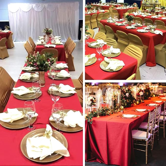 8 Pack Red Tablecloth 60 x 102 Inch Rectangular Table Cloth for 6 Foot Rectangle Tables, Wrinkle Resistant Washable Polyester Fabric Table Covers for Party Banquet Buffet and Camping