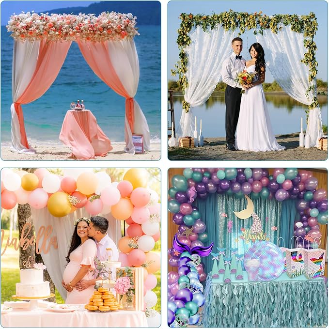 KOMCLUB 8.9FT Silver Metal Arch Stand, Square Frame for Wedding Party Decor | Stable Heavy-Duty Stand, Fits Ceremony Birthday Graduation Bridal Baby Shower Anniversary Background Decor