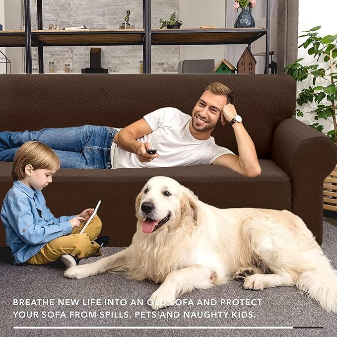 XINEAGE 2026 New 1 Piece Couch Covers for 3 Cushion Couch (79"-91") Stretch Sofa Cover Slipcover Pet Friendly Soft Washable Furniture Protector with Elastic Bottom for Kids,Dog (Sofa, Coffee)