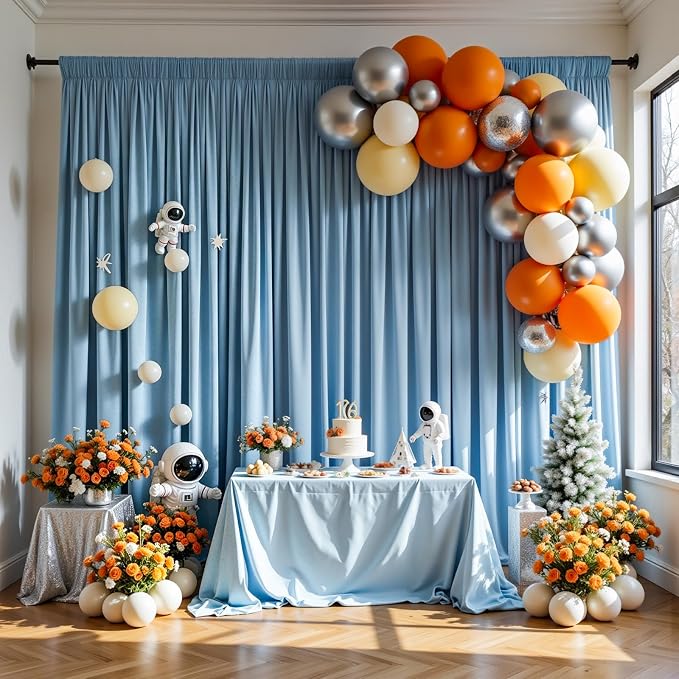 Gallety Baby Blue Backdrop Curtain for Wedding, Photo Backdrop Curtain for Bridal Shower Decorations - 10FT x 10FT Stage Curtains for Graduation Dances,Birthday Party,Baby Themed Celebration